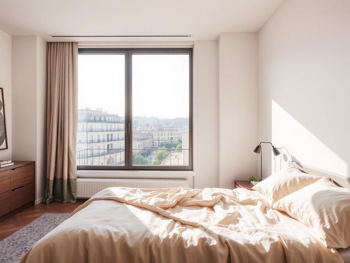 Dormitorio con vistas a Barcelona